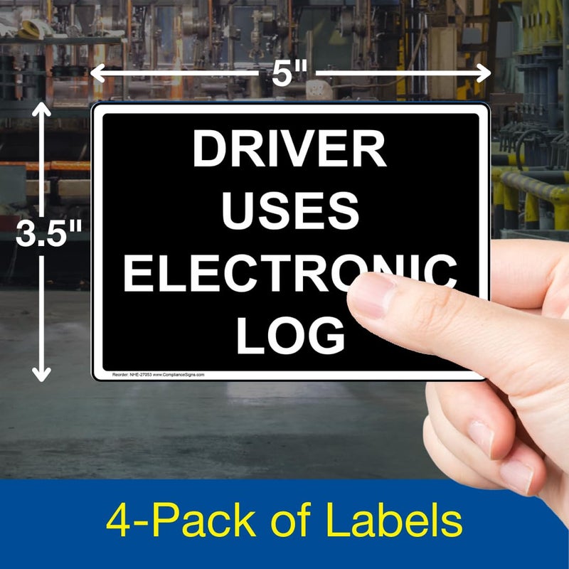 ComplianceSigns.com Driver Uses Electronic Log Label Decal, 5x3.5 inch 4-Pack Vinyl for Transportation - Image 2